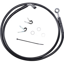 Kit de latiguillos de freno de vinilo negro de longitud extendida — 118 cm (46-3/8"), Sobredimensionado +20.3 cm (8"), Delantero