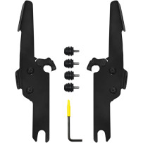 Parabrisas Fats/Slim Trigger-Lock Kit de montaje completo — Negro, compatible con Memphis Fats/Slim sin barra de luz OEM, ajusta