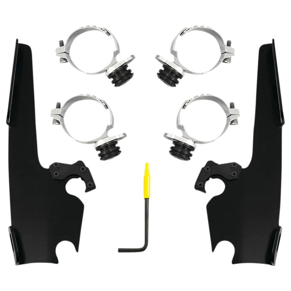 Parabrisas Fats/Slim Trigger-Lock Kit de montaje completo — Compatible con Memphis Fats, Memphis Slim, Negro