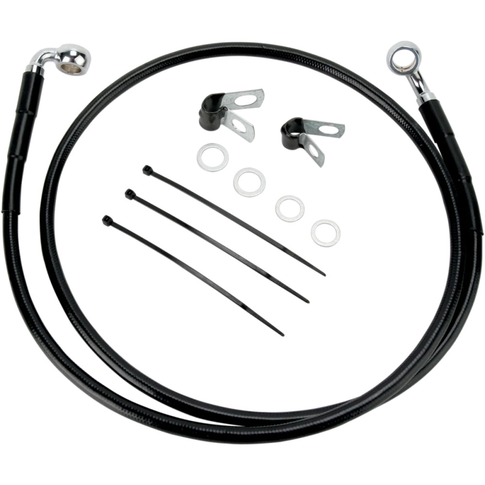 Kit de latiguillos de freno de vinilo negro de longitud extendida — 109 cm (43"), Sobredimensionado +5,1 cm (2"), delantero