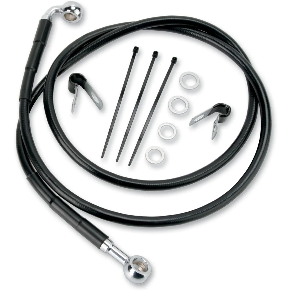 Kit de línea de freno de vinilo negro de longitud extendida — 124 cm (48-7/8"), Sobredimensionado +5,1 cm (2"), Delantero