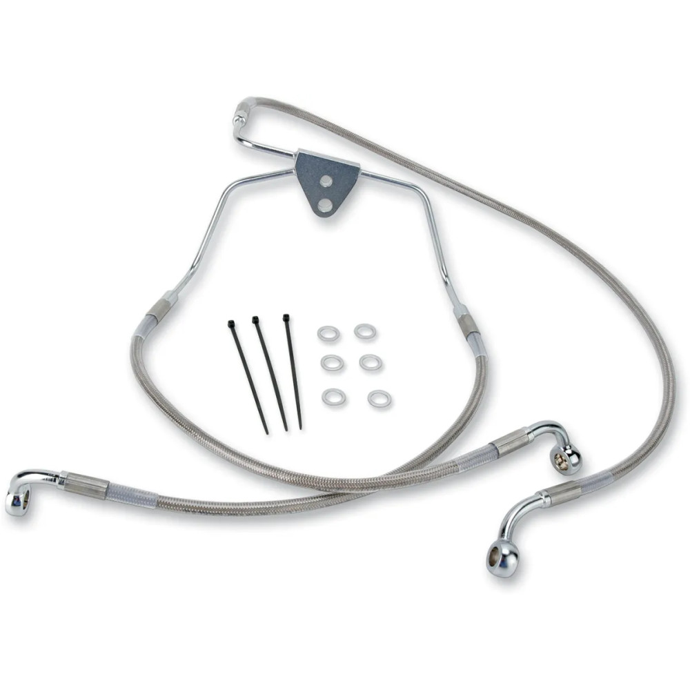 Kit de latiguillos de freno de acero inoxidable de longitud extendida — 16\", 28-7/8\", Sobredimensionado +2\", Delantero