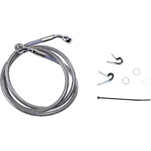 Kit de latiguillos de freno de acero inoxidable de longitud extendida — 121.5 cm, sobredimensionado +15.2 cm, sin ABS, plateado 