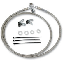Kit de línea de freno de acero inoxidable de longitud extendida — Sobredimensionado 2" (+5,1 cm), Delantero, Plateado con recubr