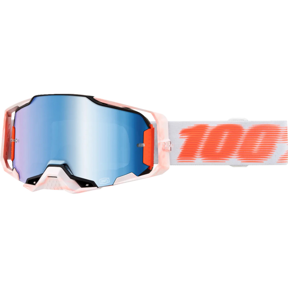 Gafas Armega — Talla única, Blanco/Naranja, Lente espejo azul, Acabado mate