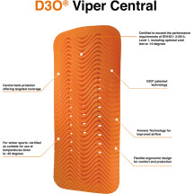 D3O® Viper Central Back Impact Protector — XL, 13 mm, EN 1621-1:2014 Level 1, Orange