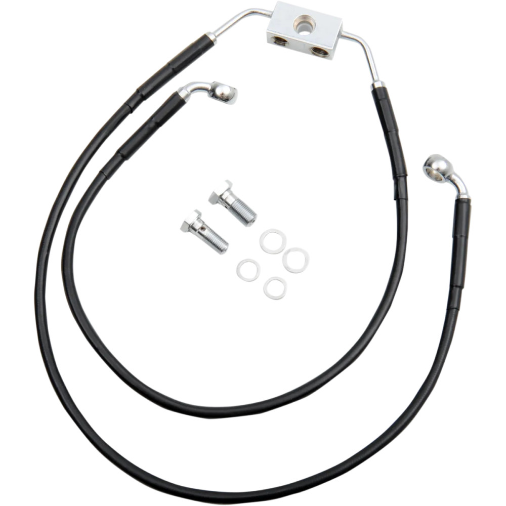 Kit de latiguillos de freno de vinilo negro de longitud extendida — Sobredimensionado +20,3 cm (8"), 55 cm / 80,5 cm, con ABS