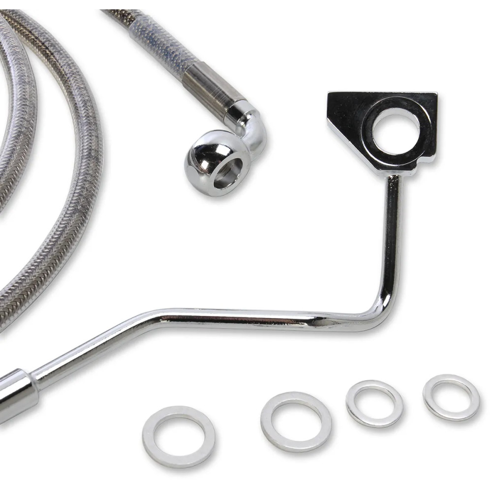 Kit de línea de freno de acero inoxidable de longitud extendida — 174 cm (68-1/2\"), sobredimensionado +10.2 cm (4\"), con ABS, 