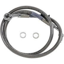 Línea de freno de acero inoxidable de longitud extendida — Sobredimensionada +15.2 cm (6\"), 83 cm (32-3/4\"), Plateado, delante