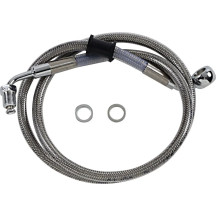 Línea de freno de acero inoxidable de longitud extendida — 84.5 cm (33-1/4"), Sobredimensionada +25.4 cm (10"), Plateado
