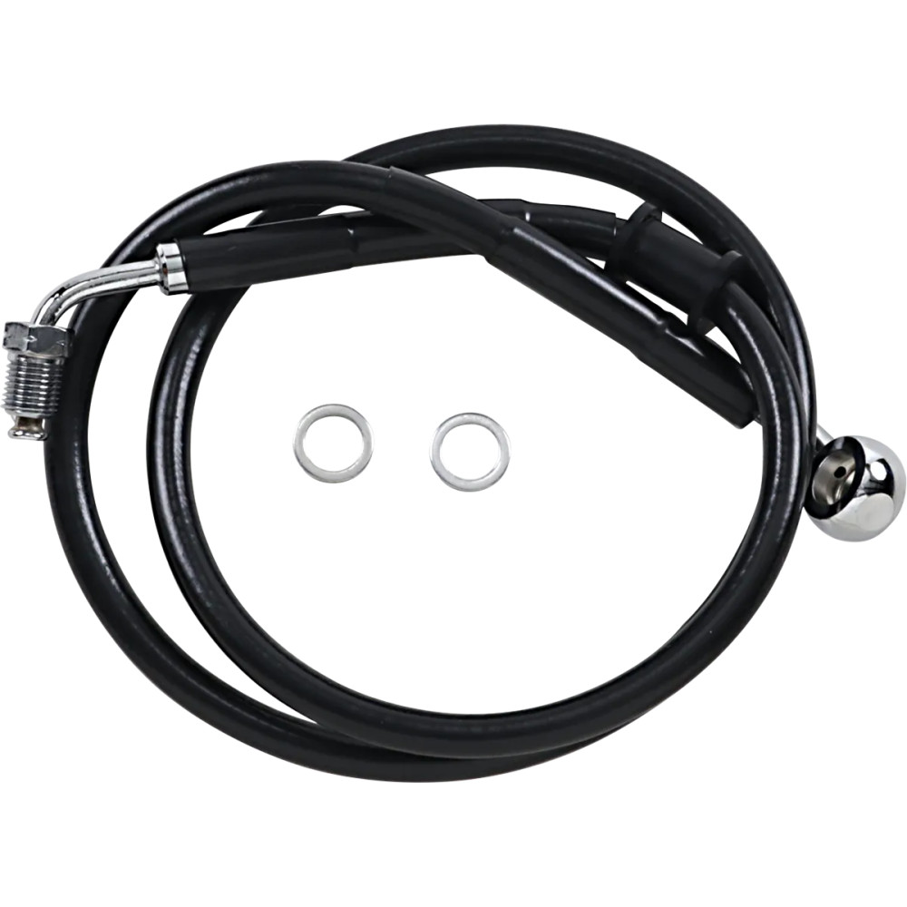 Línea de freno de acero inoxidable de longitud extendida — 84.5 cm (33-1/4\"), Sobredimensionada +25.4 cm (10\"), con ABS, Negro