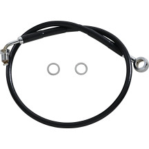 Latiguillo de freno de acero inoxidable de longitud extendida — 65 cm (25-1/2"), sobredimensionado +10,2 cm (4"), negro recubier