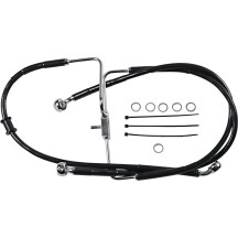 Línea de freno de acero inoxidable de longitud extendida — 84 cm (33\"), Sobredimensionada +10.2 cm (4\"), Delantera, Negro