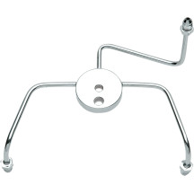Tee de freno delantero de acero cromado con racores para aplicaciones de doble disco — -3 AN macho, cromado
