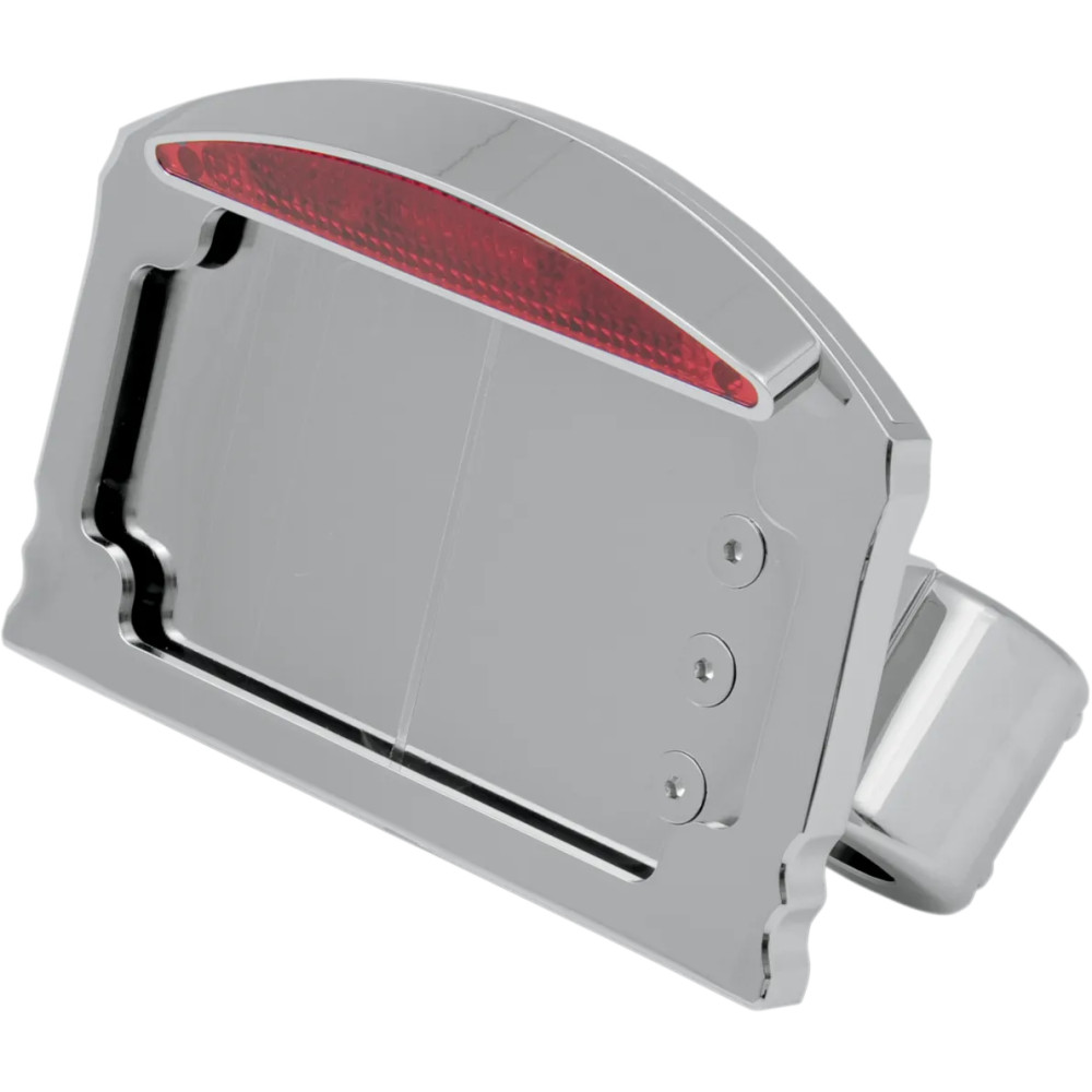 Luz trasera LED semiluna y soporte de matrícula montado lateral en brazo oscilante — Cromado, para matrícula 4x7