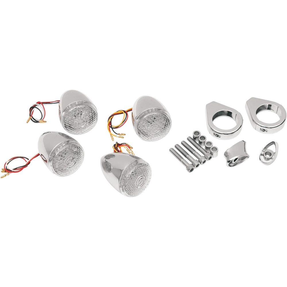 Kit de intermitentes — abrazadera de 41 mm, 12 V, cromado