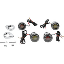Kit de intermitentes LED estilo Deuce personalizado — abrazadera 41 mm, 12 V, carcasas cromadas, lentes ahumadas