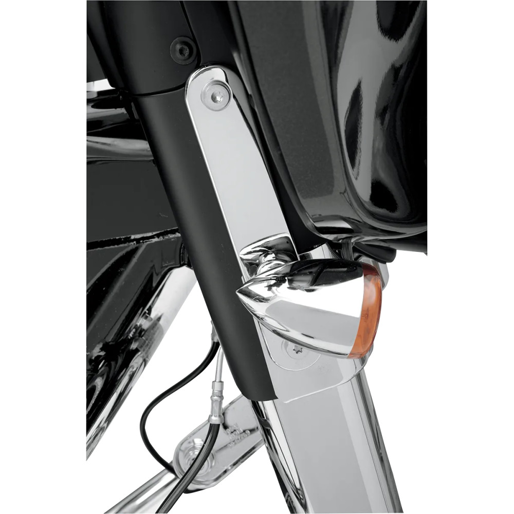 Turn Signal Relocation Mounts — 8" L × 1-1/2" W, front mount, Chrome, Harley-Davidson®