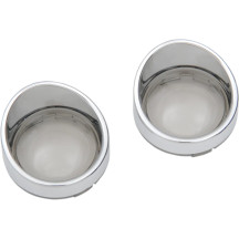 Aro con visera y lente para intermitentes estilo Deuce — Cromo, Ahumado, Delantero/Trasero, Par