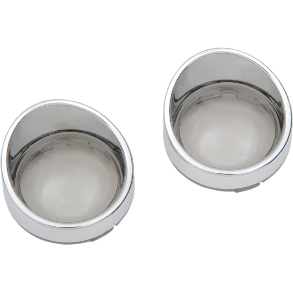 Aro con visera y lente para intermitentes estilo Deuce — Cromo, Ahumado, Delantero/Trasero, Par
