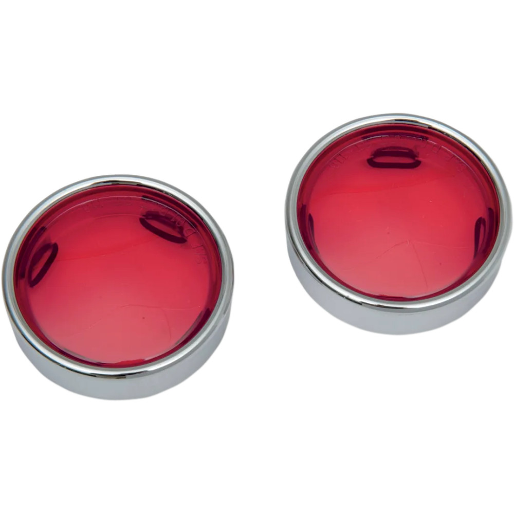 Deuce Style Deep-Dish Bezels — fits Deuce turn signals, chrome trim, red lens