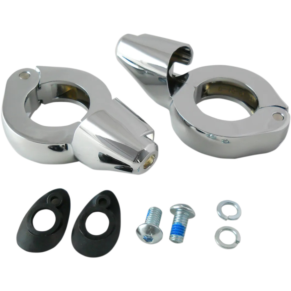 Turn Signal Fork Clamps — 39 mm (1-17/32") clamp diameter, chrome