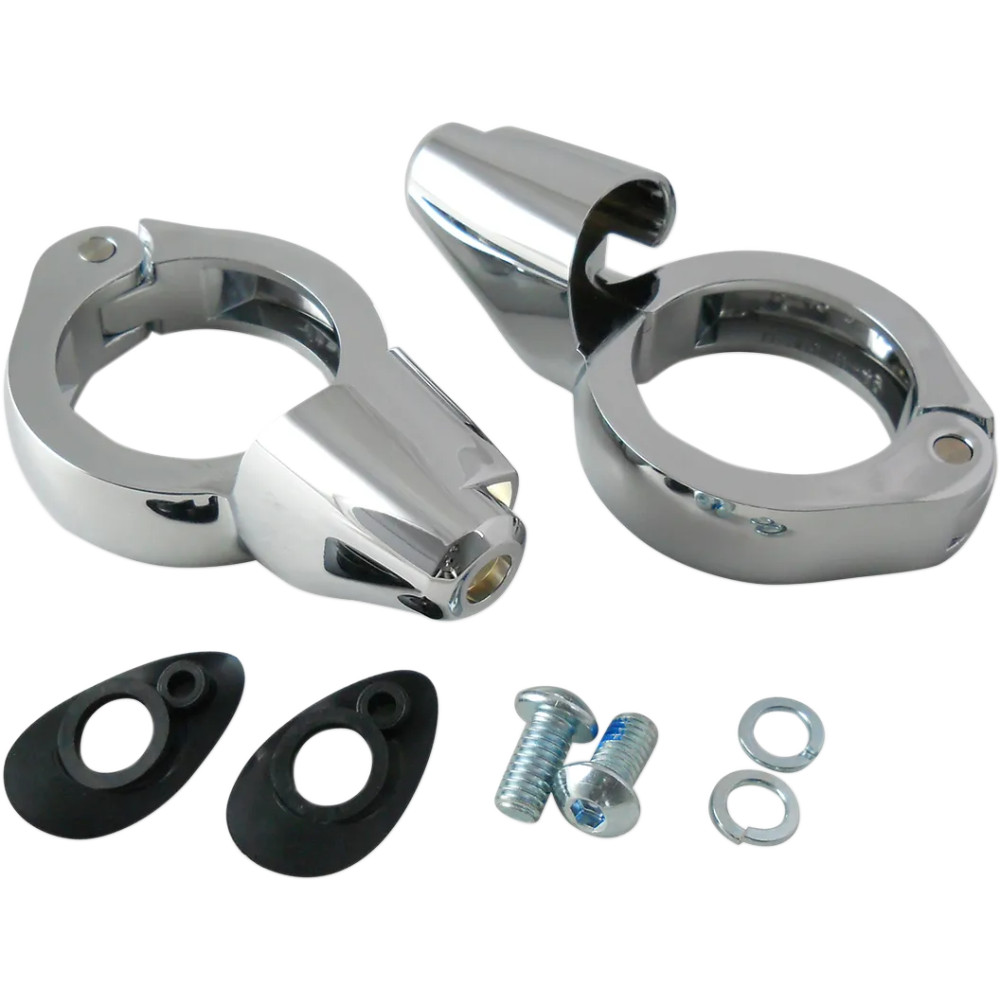 Turn Signal Fork Clamps — 49 mm (1-15/16") , Chrome