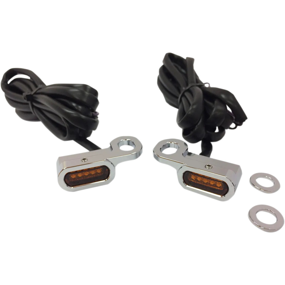 Luces marcadoras LED para manillar — Compatibilidad Harley-Davidson®, acabado cromado, LEDs ámbar
