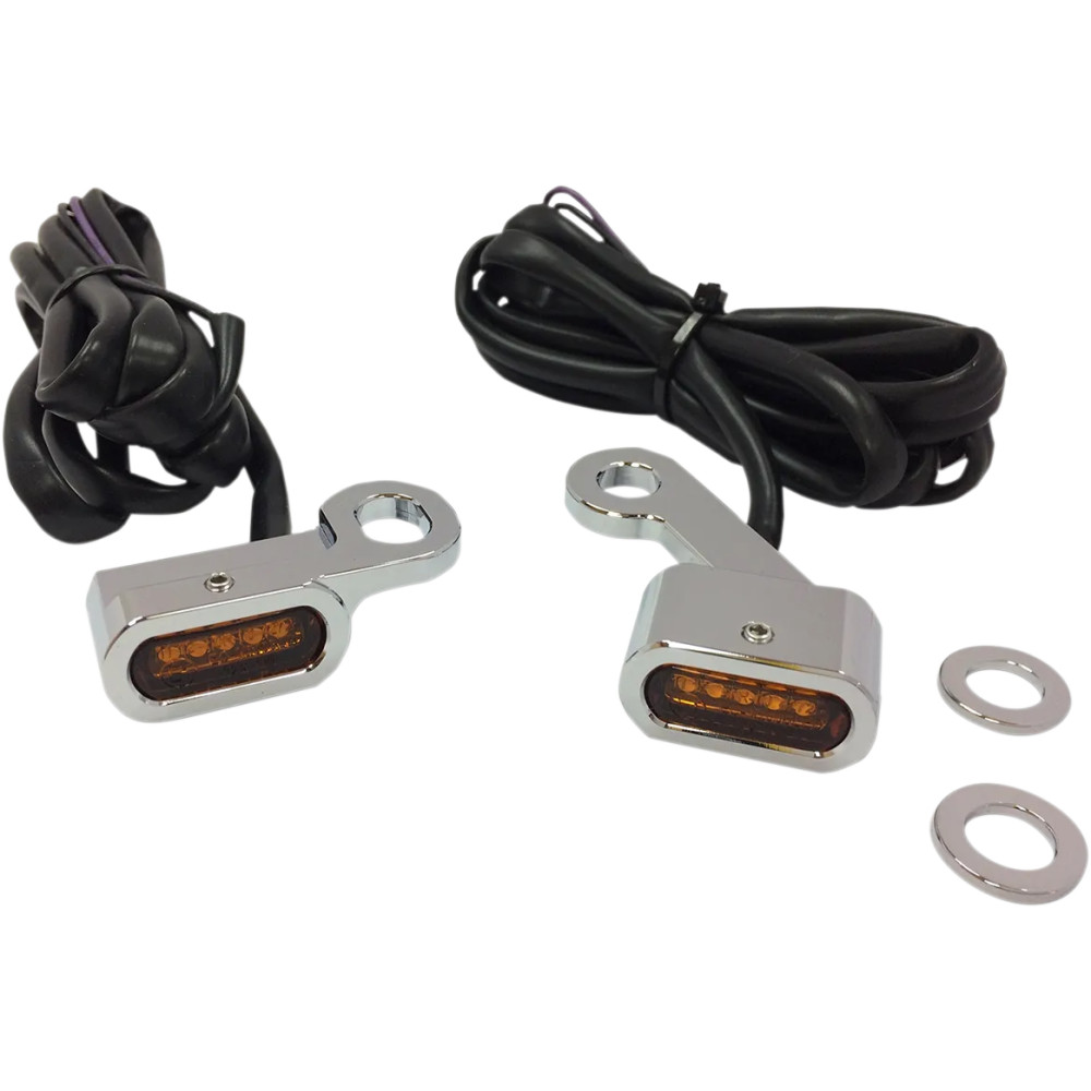 Luces LED marcadoras para manillar — 1" x 1/2", ámbar, cromado