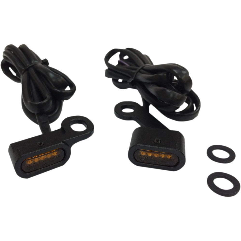 Luces LED marcadoras para manillar — 1" x 1/2", ámbar, montaje en vástago de espejo
