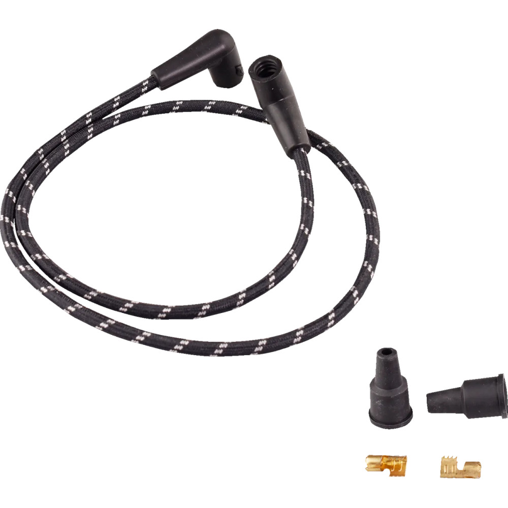 Cables de bujía trenzados universales — 94 cm (37\"), Negro, Blanco