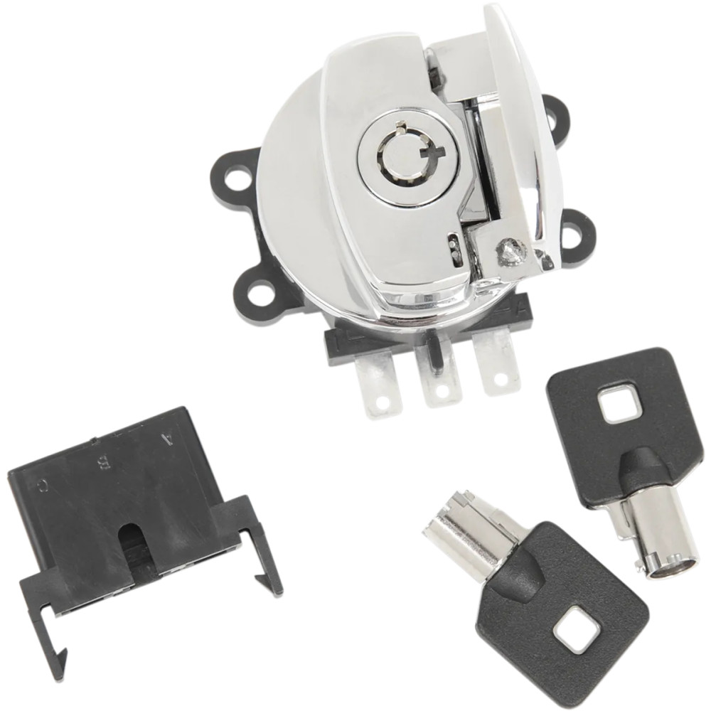 Interruptor de encendido con bisagra lateral — 3 posiciones, cromado