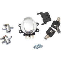 Interruptor de encendido con bisagra lateral — 3 posiciones, cromo, kit