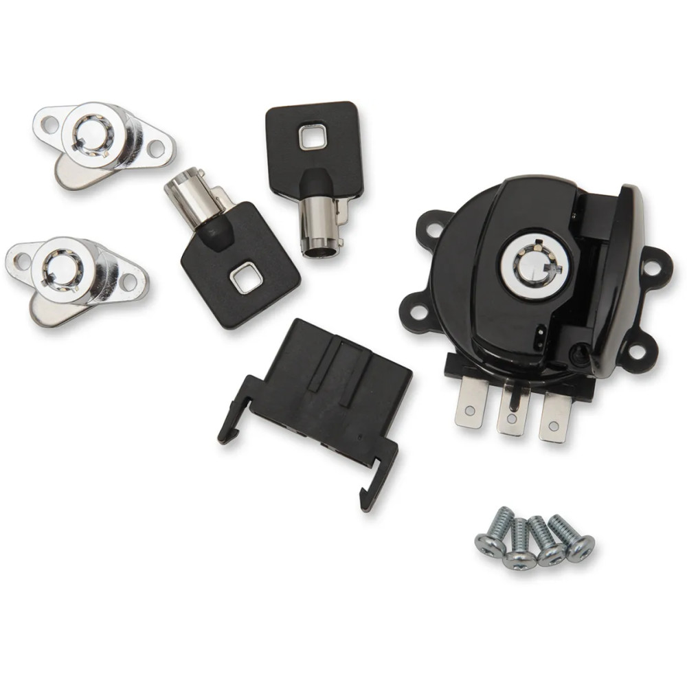 Side Hinge Ignition Switch — 3-position, black, with saddlebag lock