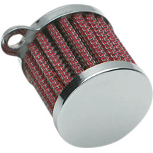 Filtro mini de respiradero de cárter — 1.5" de diámetro, 1.6" de alto, acepta manguera 3/8" i.d., rojo