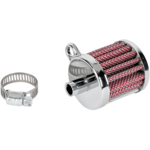 Filtro mini de respiradero de cárter — 1.5" de diámetro, 1.6" de alto, acepta manguera 3/8" i.d., rojo