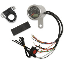 Velocímetro métrico programable de 1-7/8" con luces indicadoras — bisel 1-7/8", 12V LED, compatible con tubo 7/8"–1-1/4"