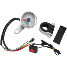 Velocímetro métrico programable de 1-7/8" con luces indicadoras — bisel 1-7/8", 12V LED, para tubo 7/8–1-1/4"
