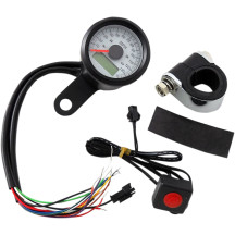 Velocímetro electrónico programable de 1-7/8" con luces indicadoras — bisel 1-7/8", esfera blanca, carcasa negra