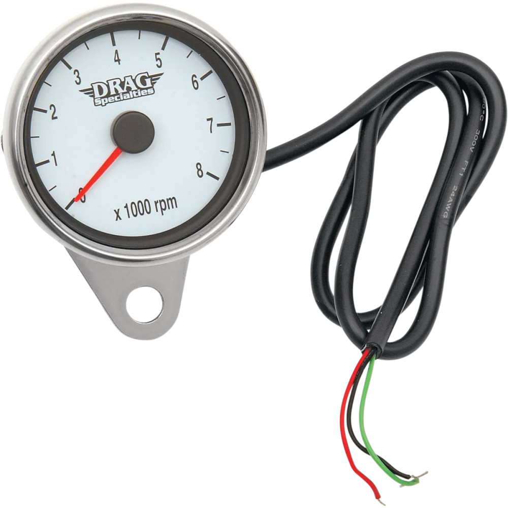 2.4" Mini Electronic 8000 RPM Tachometer — 0–8,000 rpm, 61 mm OD, White face, Stainless steel housing