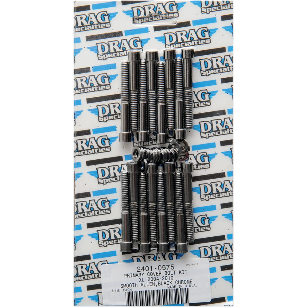 Primary Cover Bolt Kit — Black, Chrome