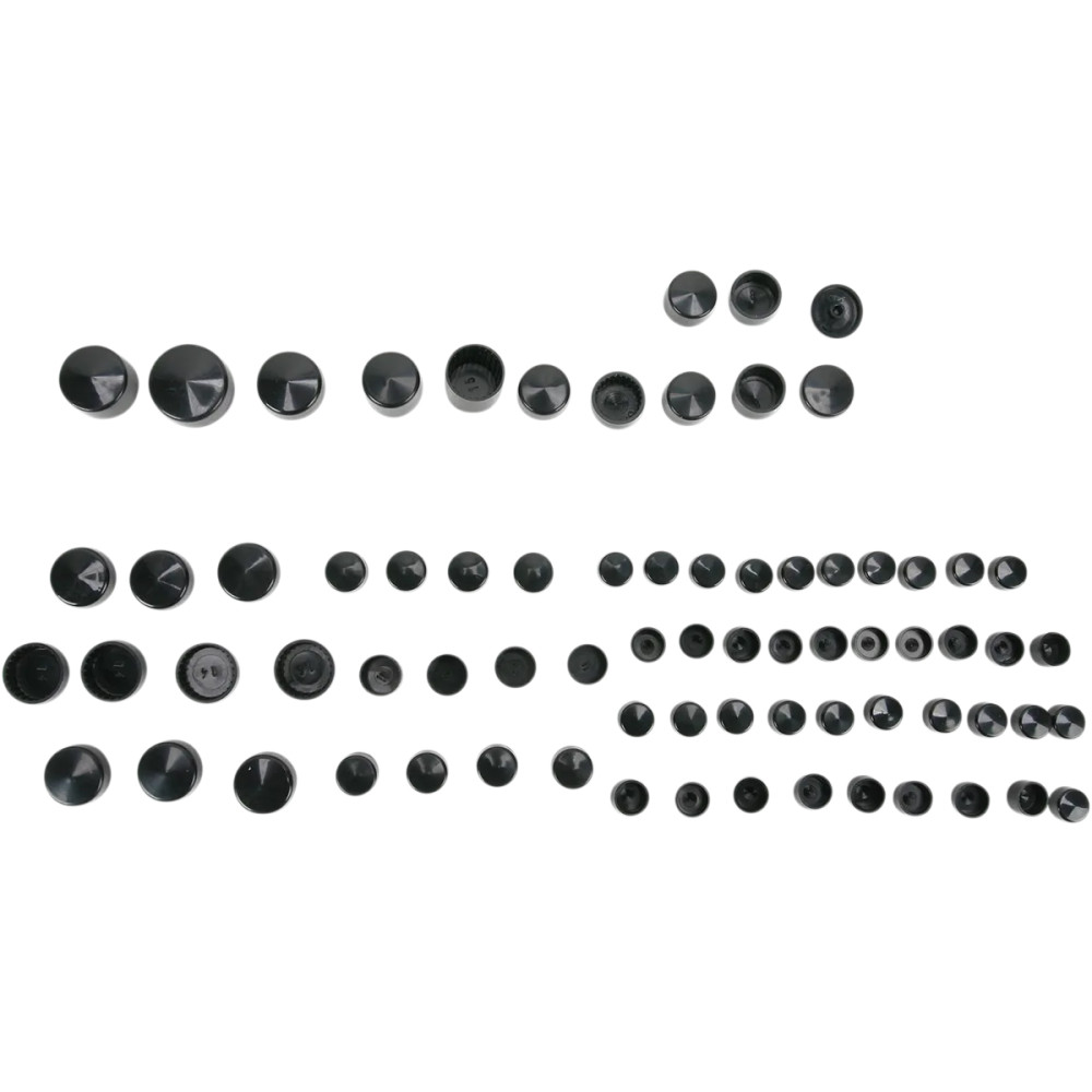 Juego estándar de cubiertas para pernos de motor — Negro, acabado natural, kit