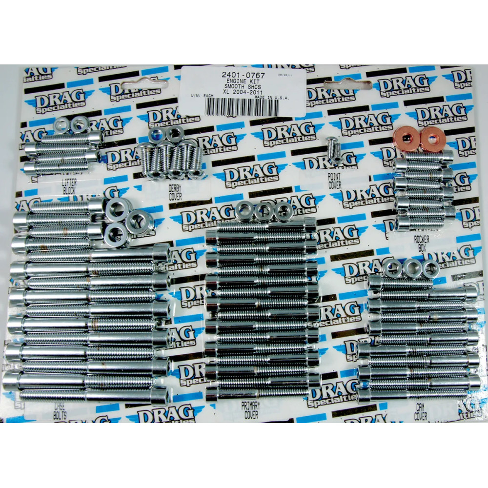 Kit completo de pernos de motor — cromado, plateado