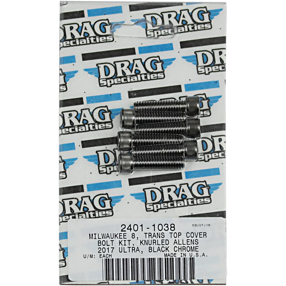 M-Eight Bolt Kit — Transmission top cover, Black, Chrome