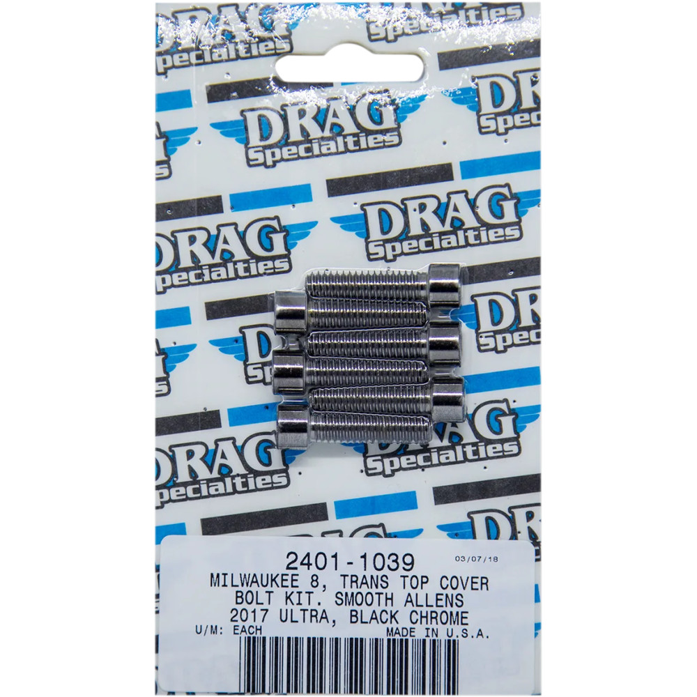 M-Eight Bolt Kit — Transmission top cover, Black, Chrome