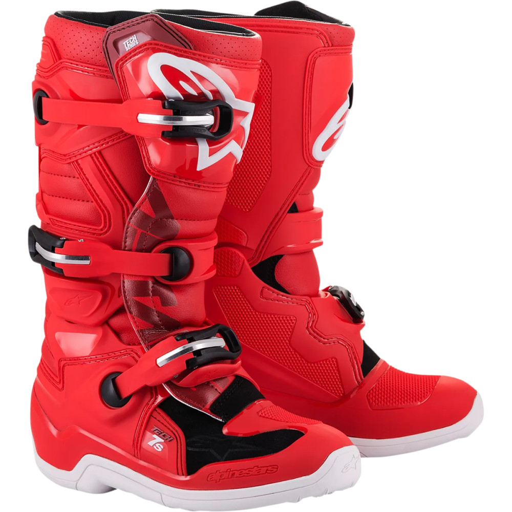 Botas Tech 7S Juveniles — US 7, EU 40.5, Sobre pantorrilla, Rojo