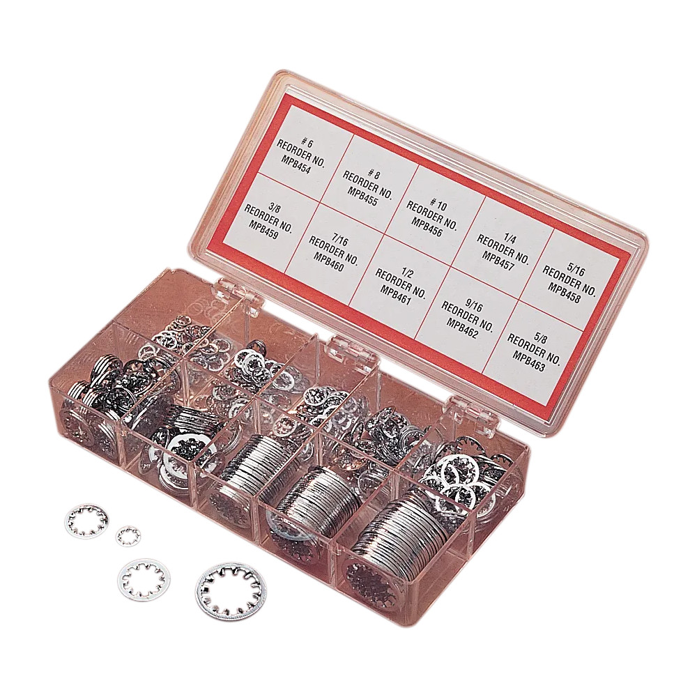 Inside Star Washer Assortment — SAE kit, Silver, Chrome