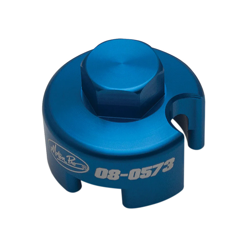 Vaso para tapa de horquilla — hex de 19 mm, compatibilidad WP 4860 4CS, para '14 KTM XC y '13–'14 Husaberg, azul anodizado