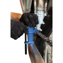 SlackSetter Pro™ Herramienta de ajuste de holgura de cadena — hasta 75 mm, azul anodizado