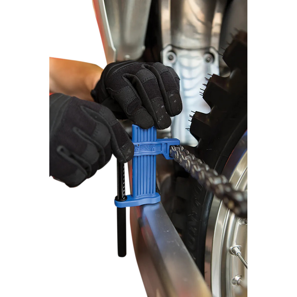 SlackSetter Pro™ Herramienta de ajuste de holgura de cadena — hasta 75 mm, azul anodizado